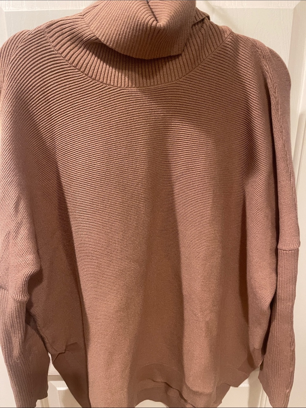 Oversized Ribbed Turtleneck Sweater goldish in color